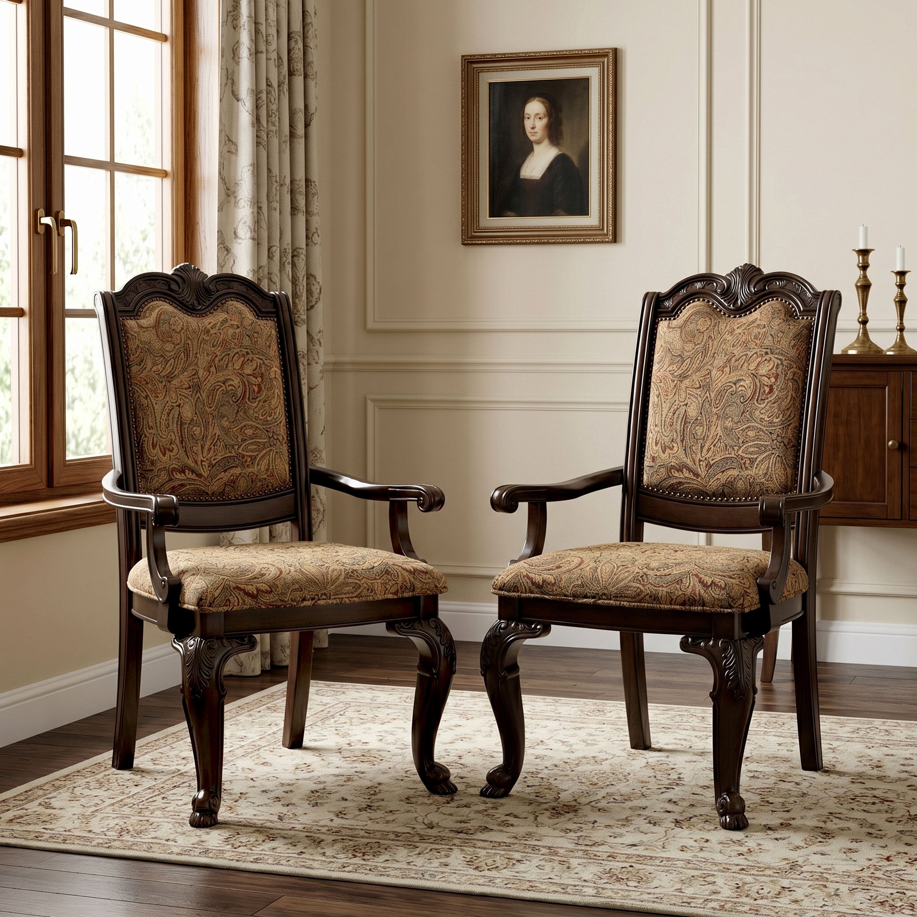 Furniture Of America Oskarre Formal Fabric Arm Chairs Set Of 2