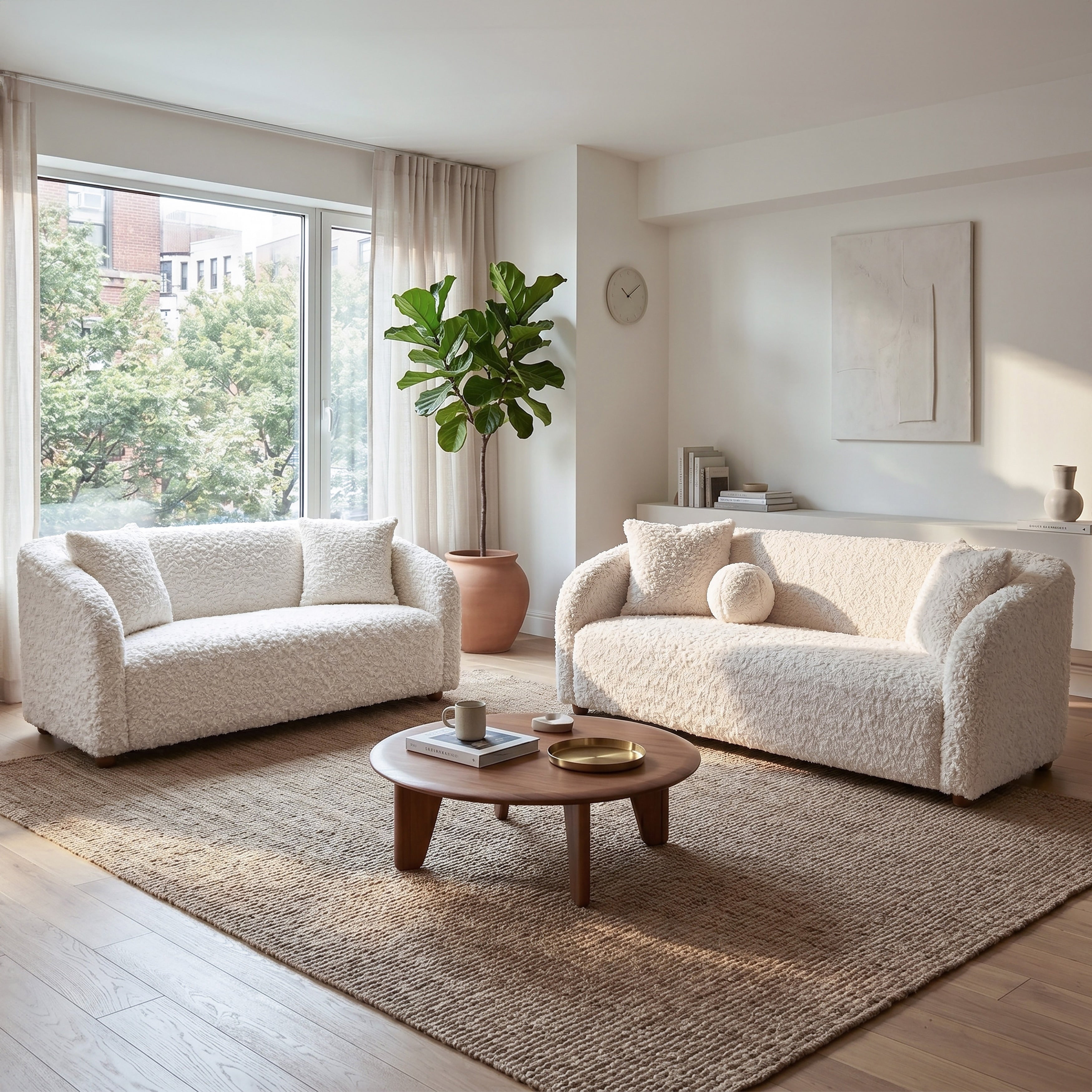 Furniture Of America Krona Modern 2 Piece Fiber Fabric Sofa And Loveseat Set With Accent Pillows