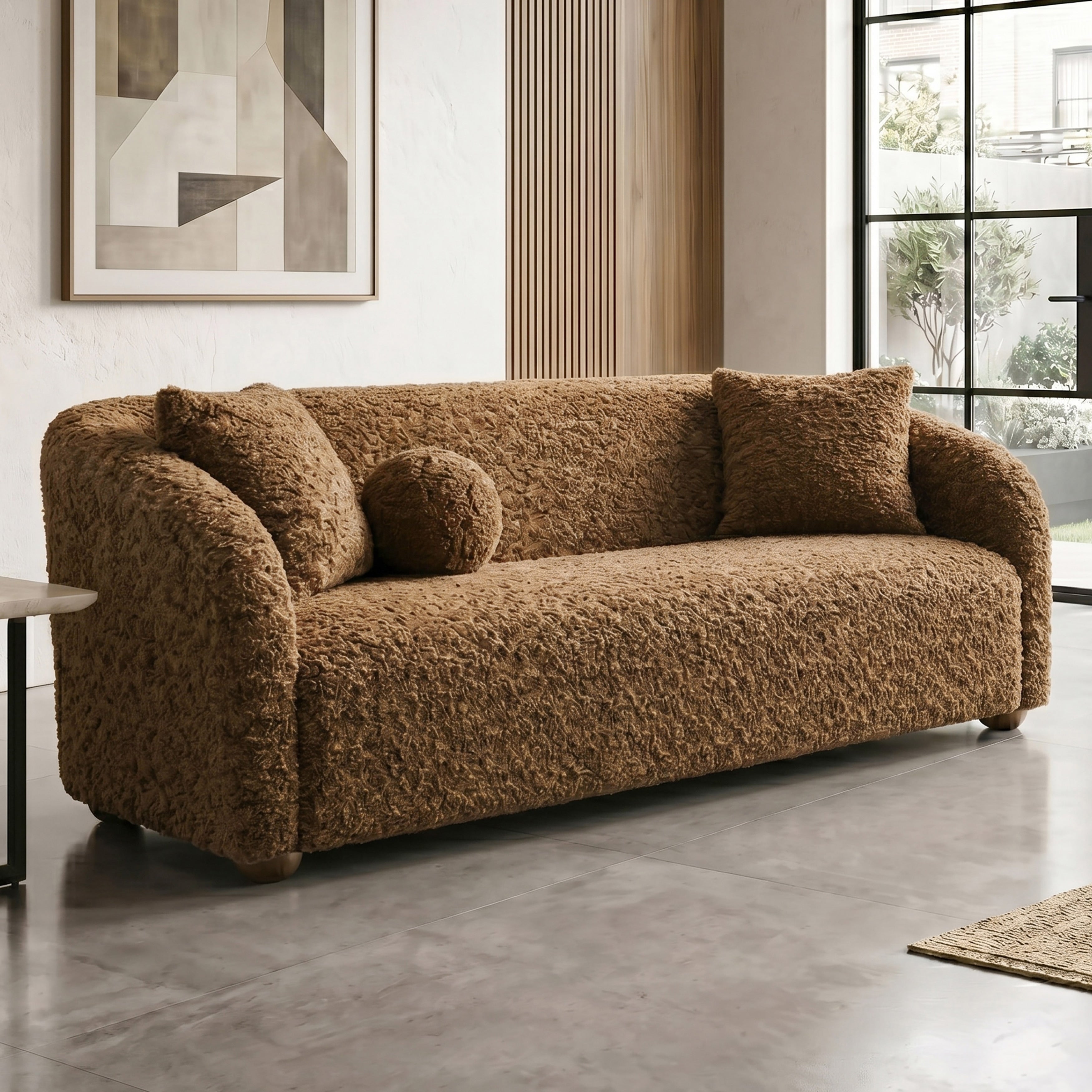 Furniture Of America Krona Modern Fiber Fabric Loveseat With Accent Pillows
