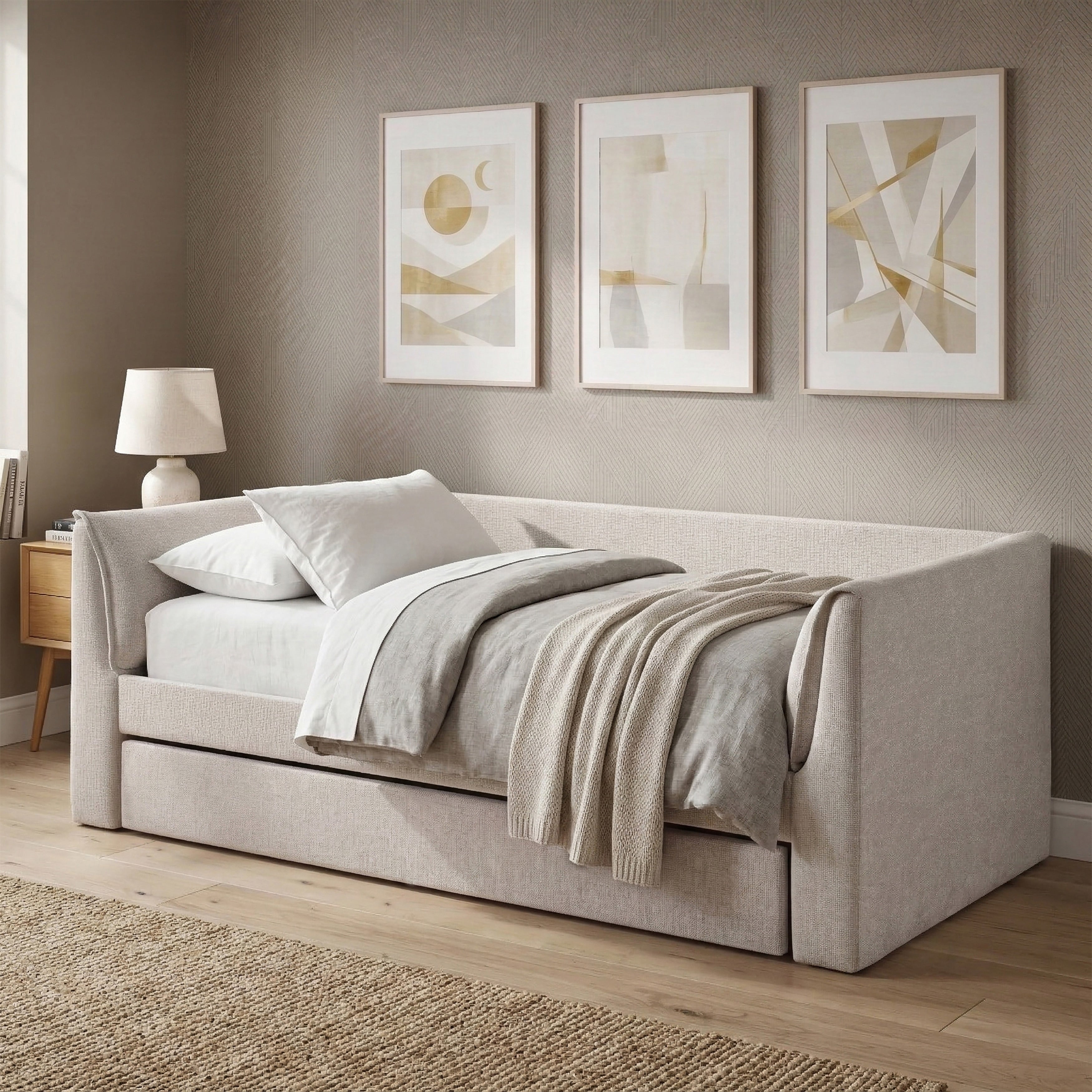Furniture Of America Kyros Modern Fully Upholstered Twin Daybed With Trundle