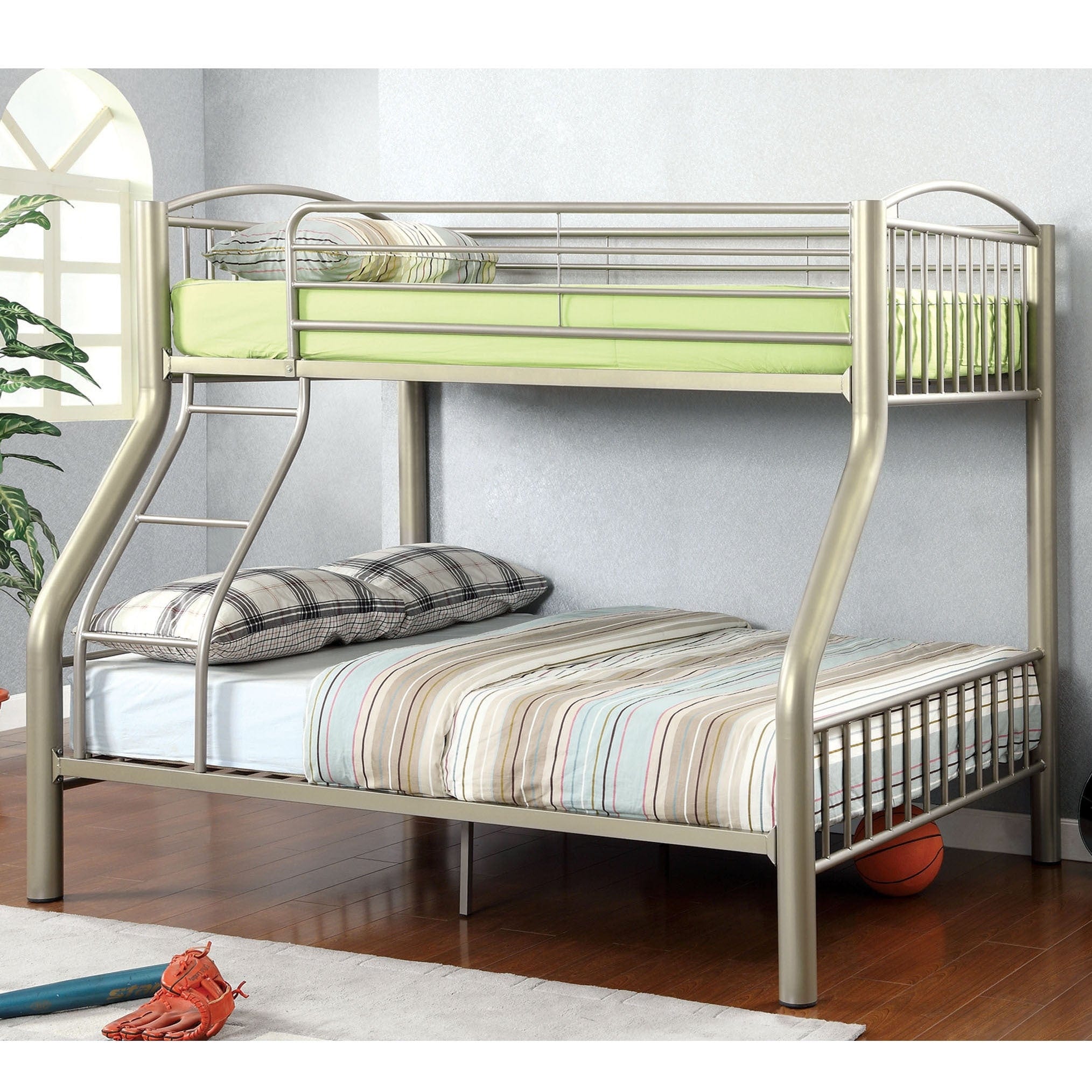 Furniture Of America Olivane Champagne Gold Twin Over Full Bunk Bed