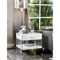 Furniture Of America Leden Contemporary Glass Panel 1 Drawer End Table