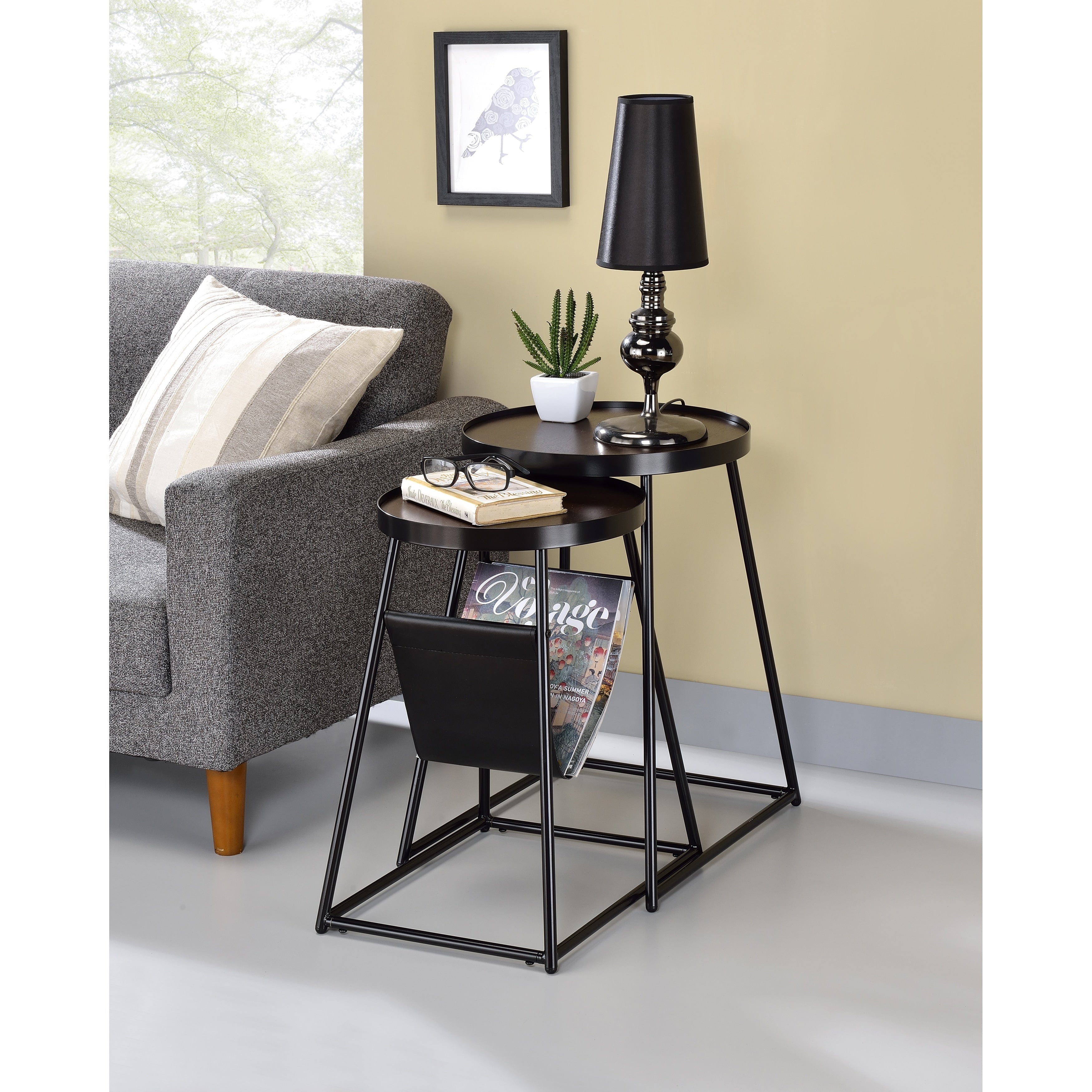 Furniture Of America Leestra Modern Matte Black Round Nesting Tables