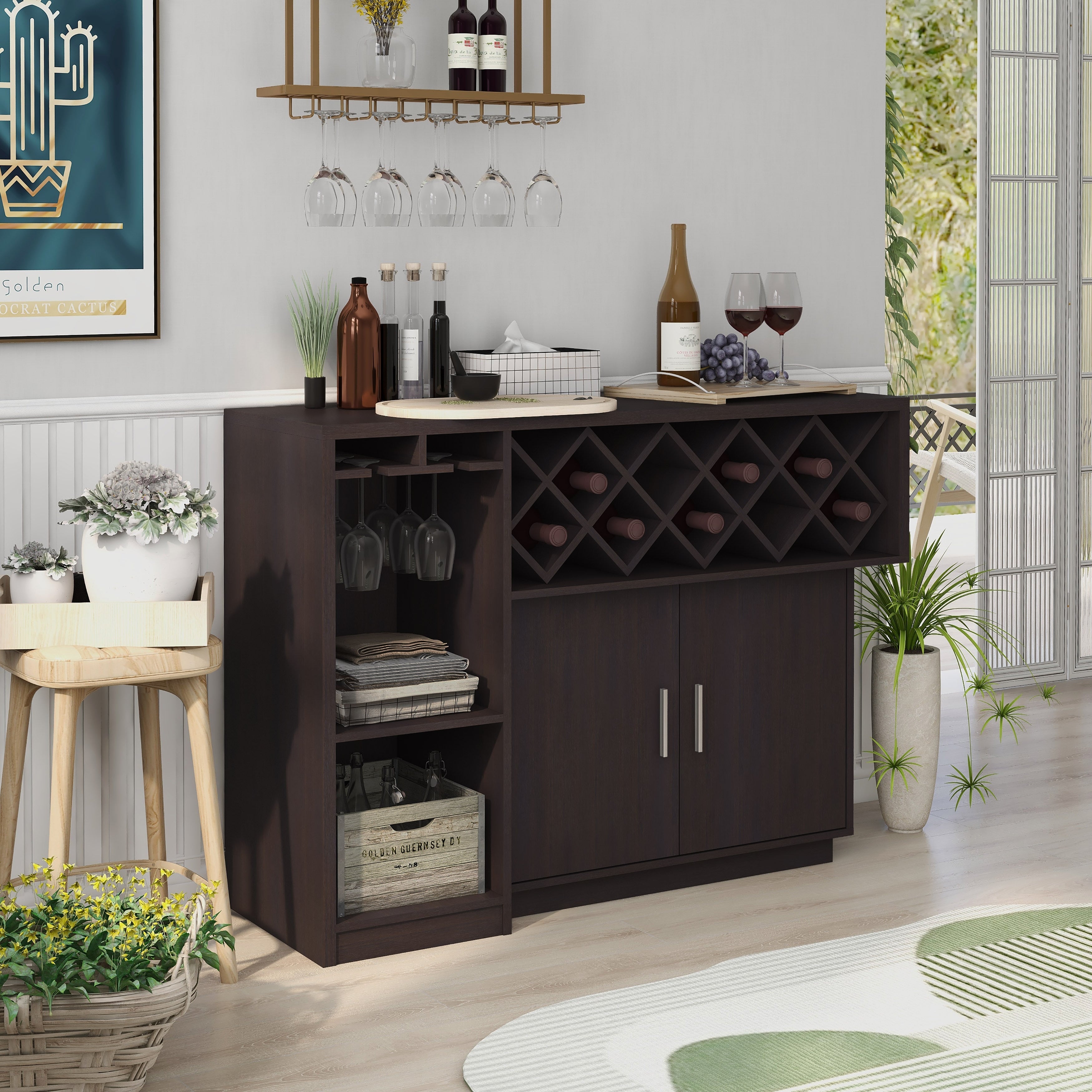 Furniture Of America Leo Modern Espresso 2 Door Multi Storage Buffet