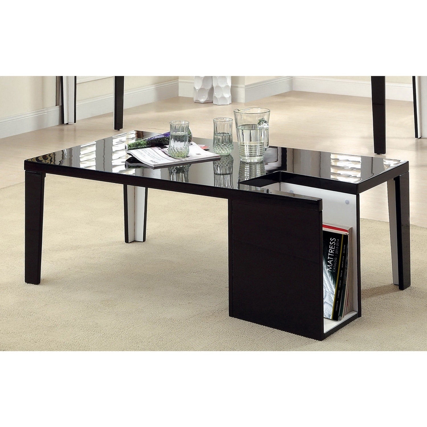 Furniture Of America Ziyon Lacquered Coffee Table With Magazine Rack