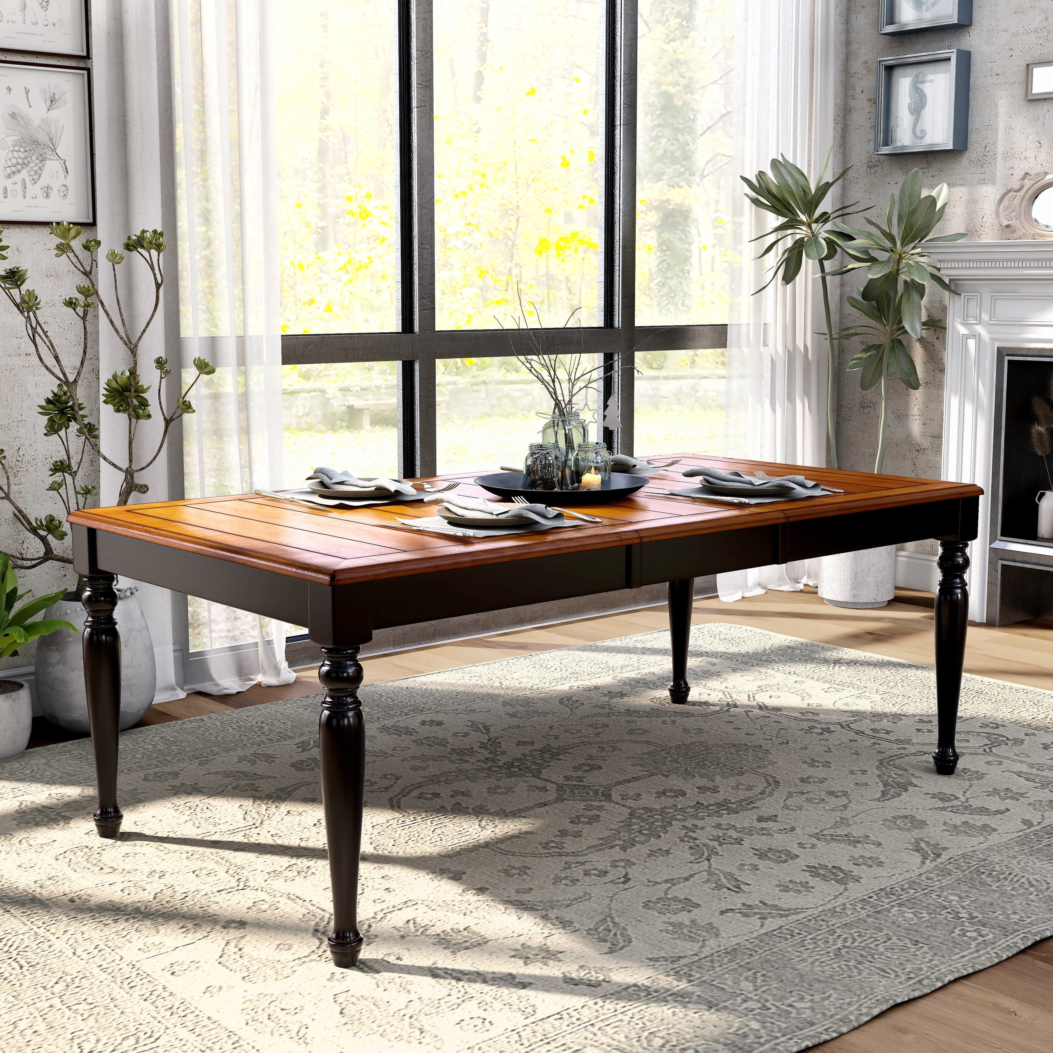 The Gray Barn Oak Glen Two Tone Country Style 18 Inch Leaf Dining Table