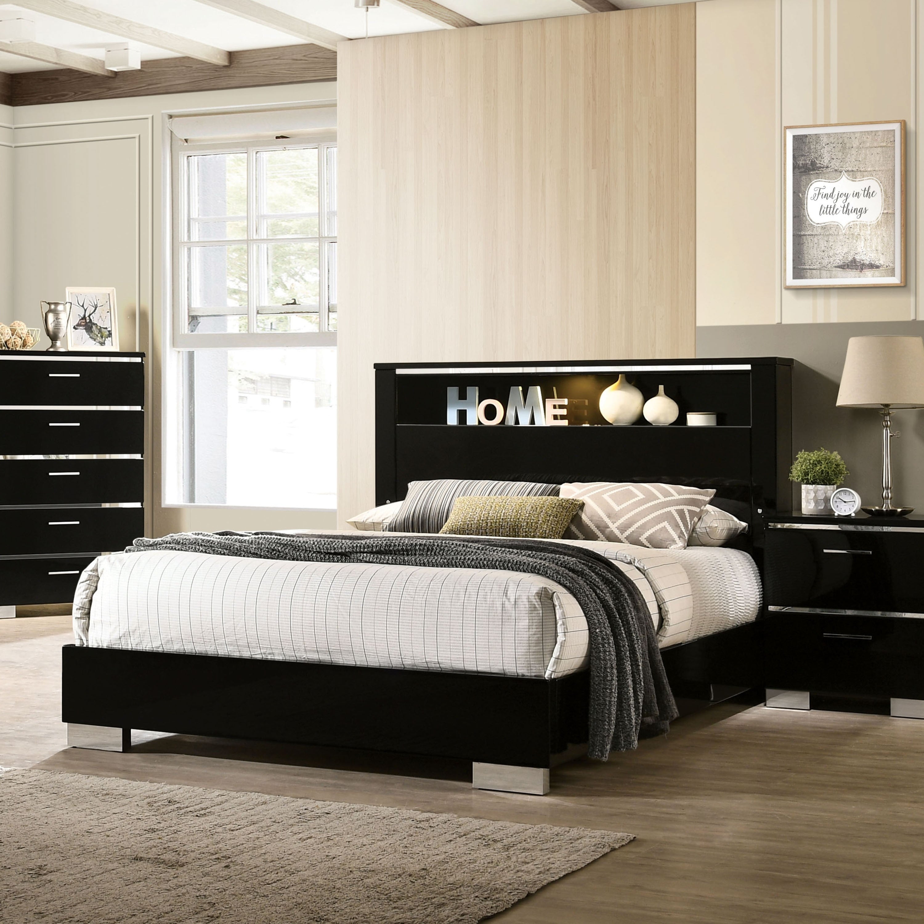 Furniture Of America Lofa Contemporary Black Panel Bed