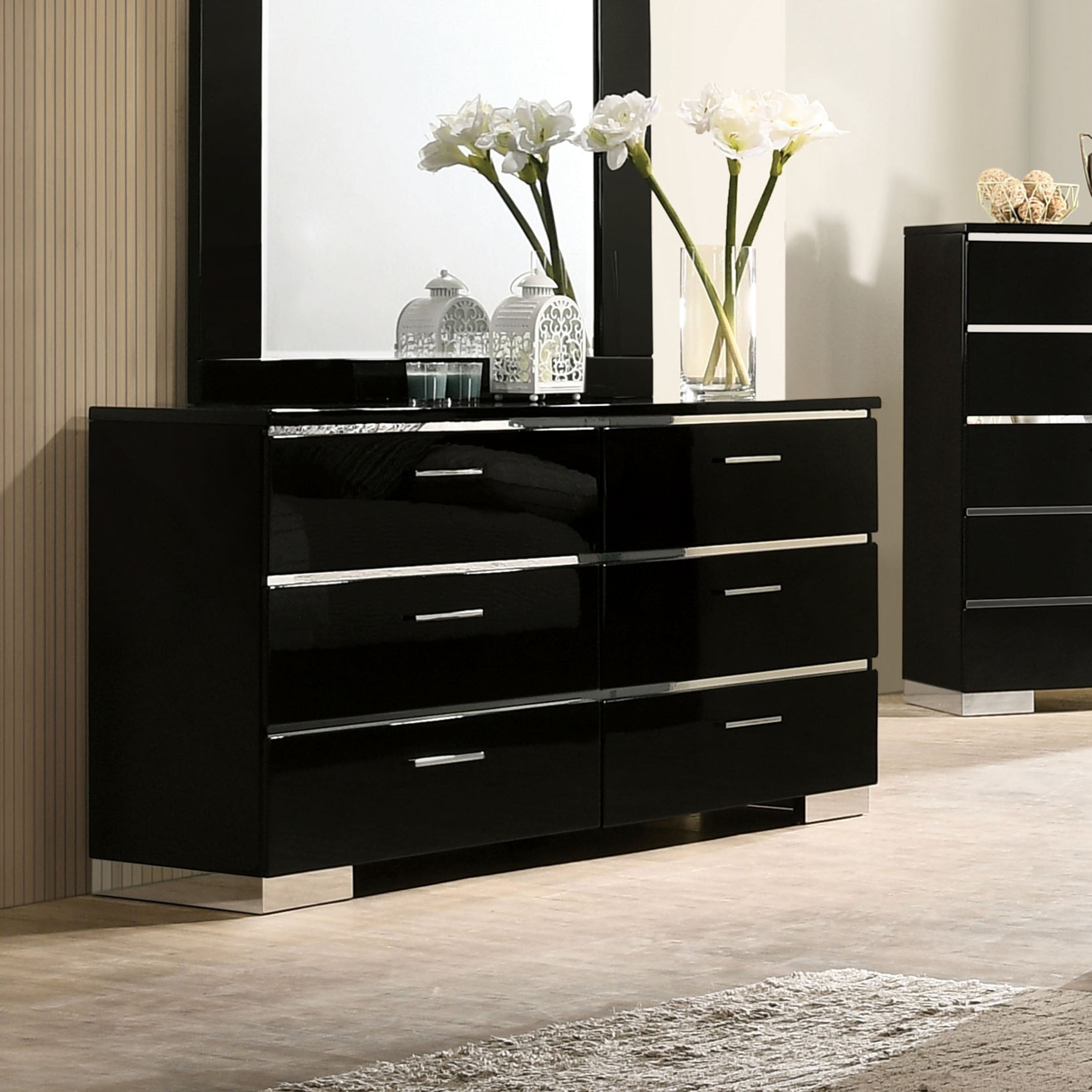Furniture Of America Lofa Contemporary Black Solid Wood Dresser