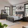 Furniture Of America Lucan Ii Modern 4 Piece Farmhouse Black Solid Wood Queen Panel Bedroom Set