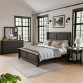 Furniture Of America Lucan Modern 4 Piece Farmhouse Black Solid Wood Panel Bedroom Set