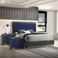 Furniture Of America Luzen Glam 3 Piece Ash Grey And Indigo Blue Wood Queen Platform Bedroom Set