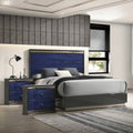 Furniture Of America Luzen Glam 3 Piece Indigo Blue Wood King Platform Bedroom Set