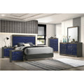 Furniture Of America Luzen Glam 6 Piece Indigo Blue Wood King Platform Bedroom Set