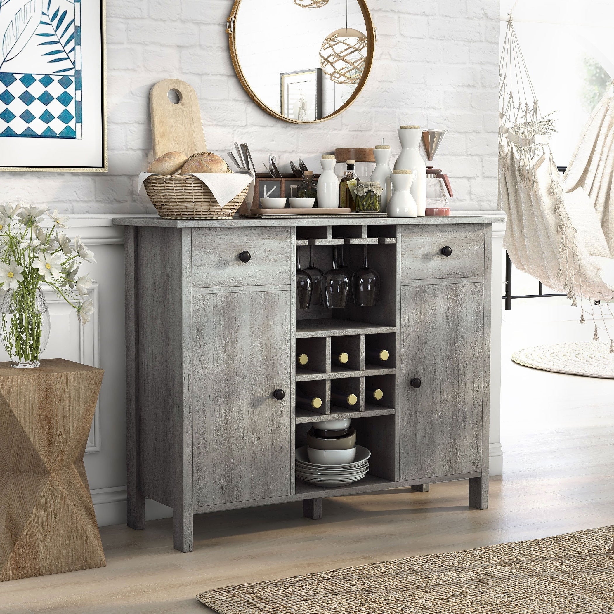 Furniture Of America Madrid Contemporary Multi Storage Buffet