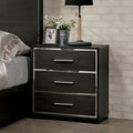 Mailan Contemporary Warm Grey Trim Usb 3 Drawer Nightstand By Foa