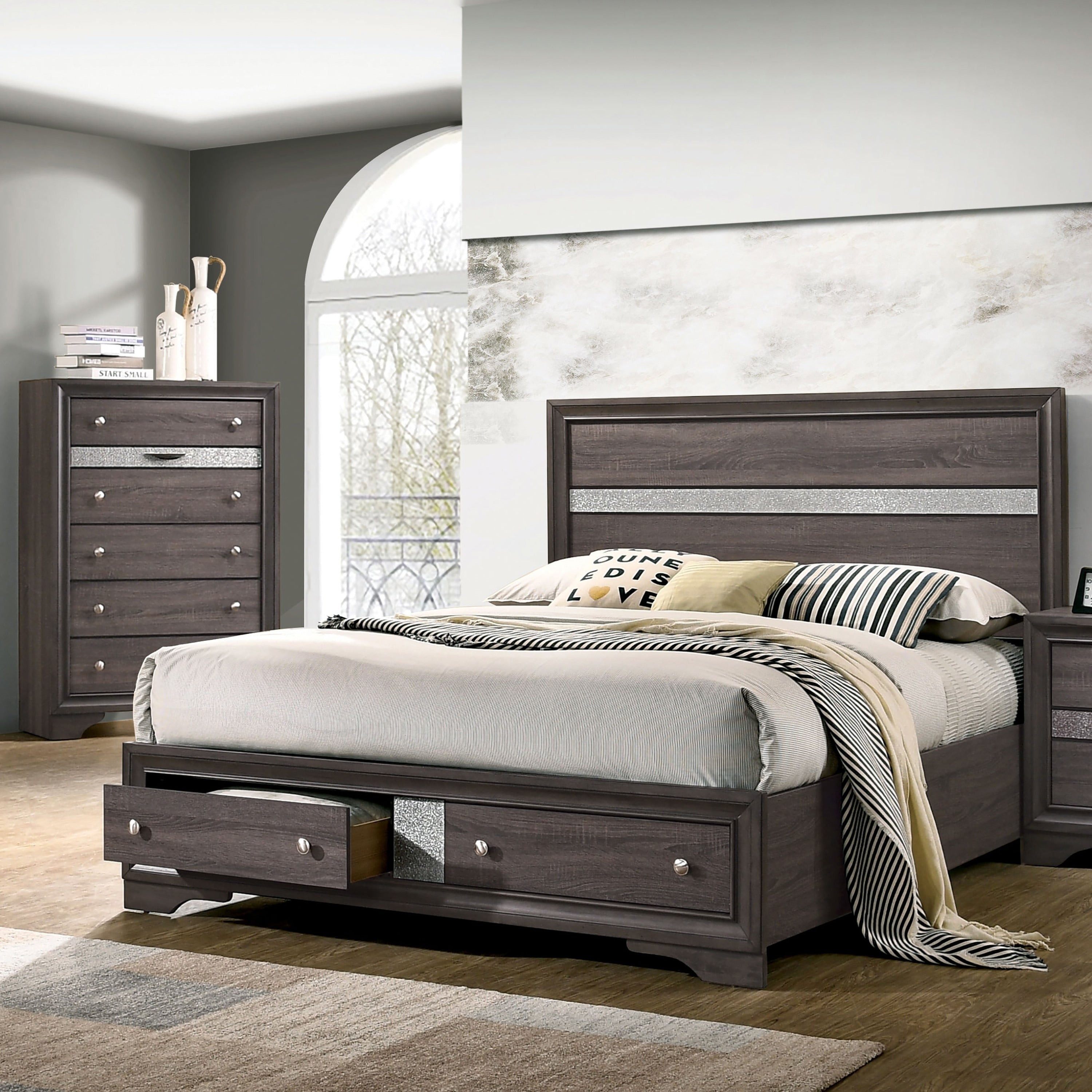 Silver Orchid Manzini Black 2 Piece Bed And Chest Set