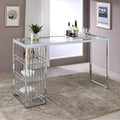 Furniture Of America Marburry Contemporary Chrome Glass Top Bar Table
