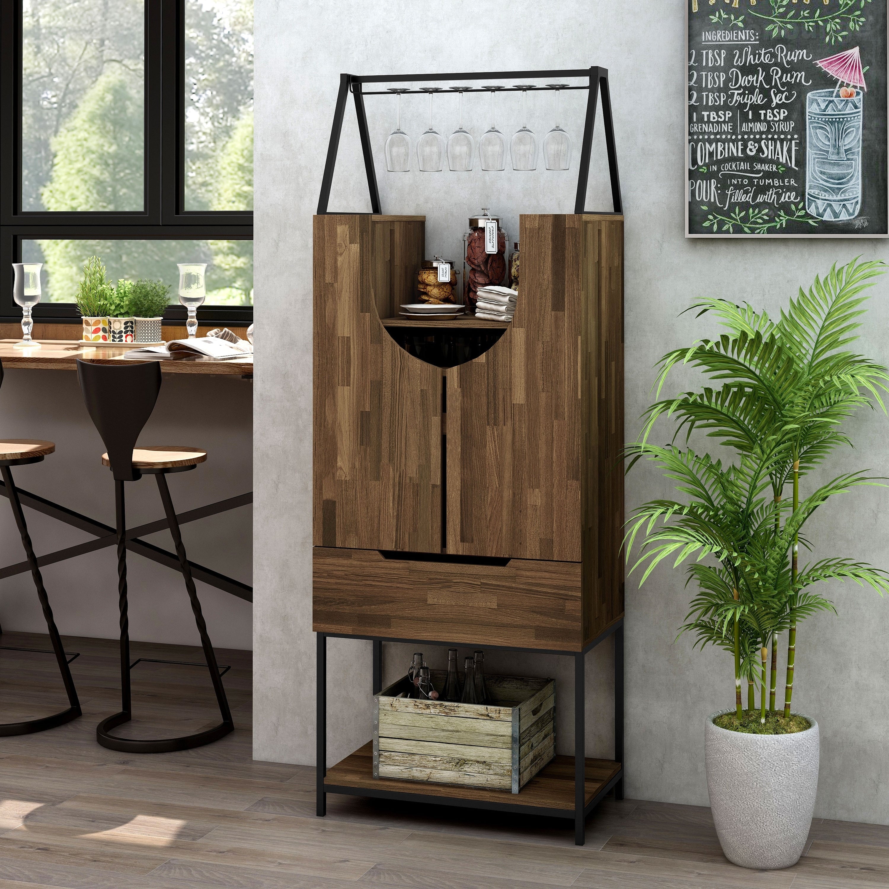 Furniture Of America Marcus Contemporary Multi Storage Wine Cabinet