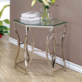 Furniture Of America Martello Contemporary Chrome Glass Top Hexagon End Table