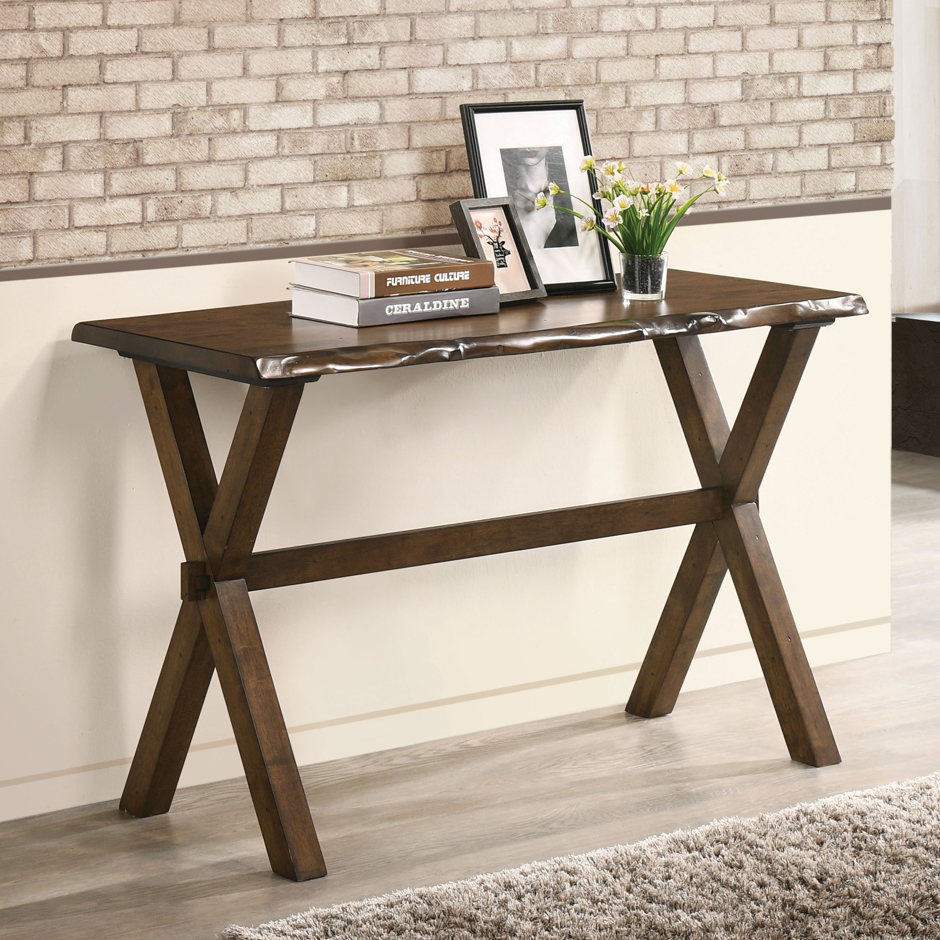 Furniture Of America Mav Transitional Walnut Solid Wood Sofa Table
