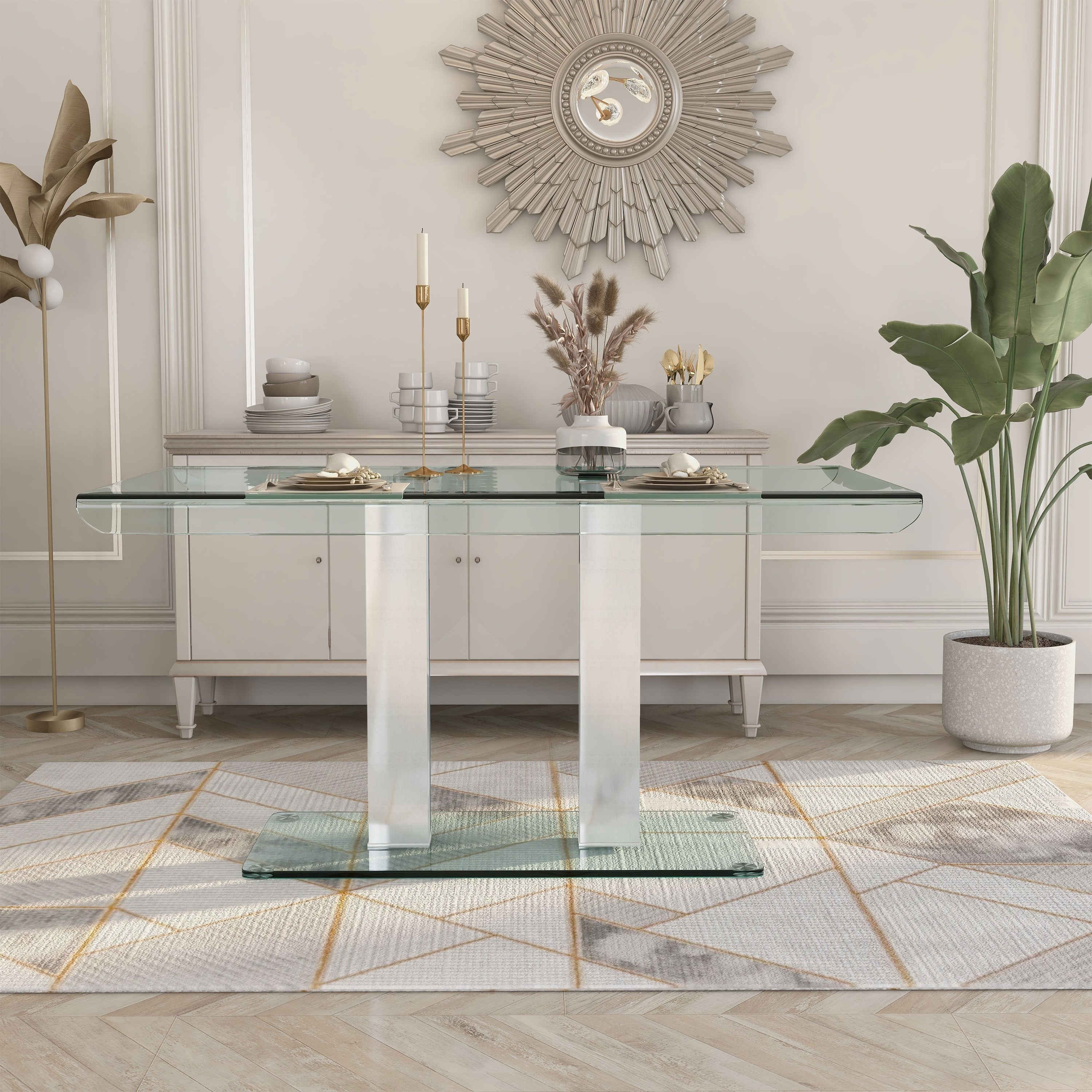 Furniture Of America Ezreal Metal And Glass Dining Table