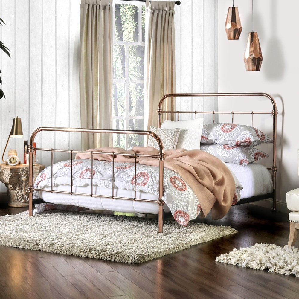 Melly Contemporary Rose Gold Panel Bed By Foa