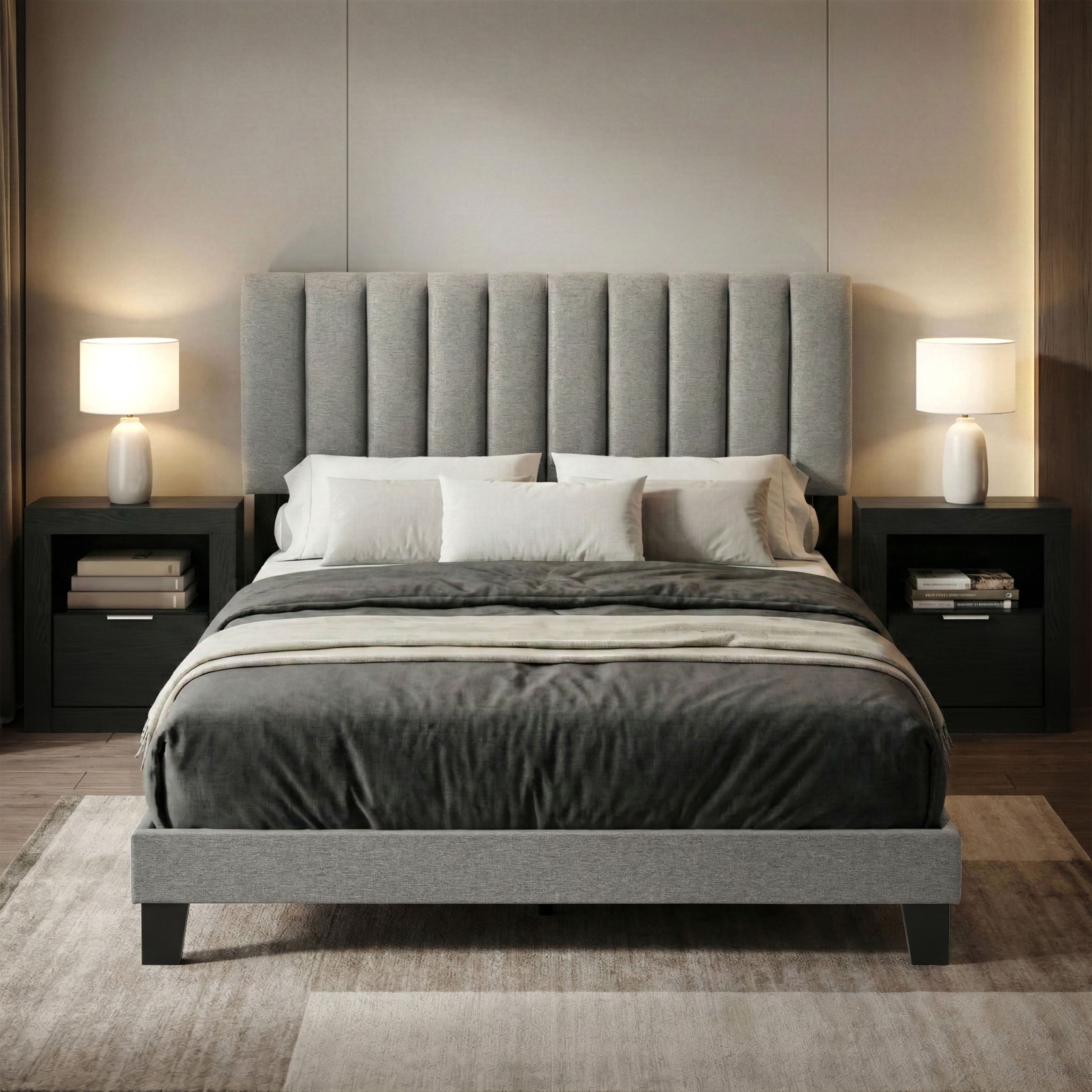 Furniture Of America Merro Modern 3 Piece Solid Wood Bedroom Set With 2 Nightstands