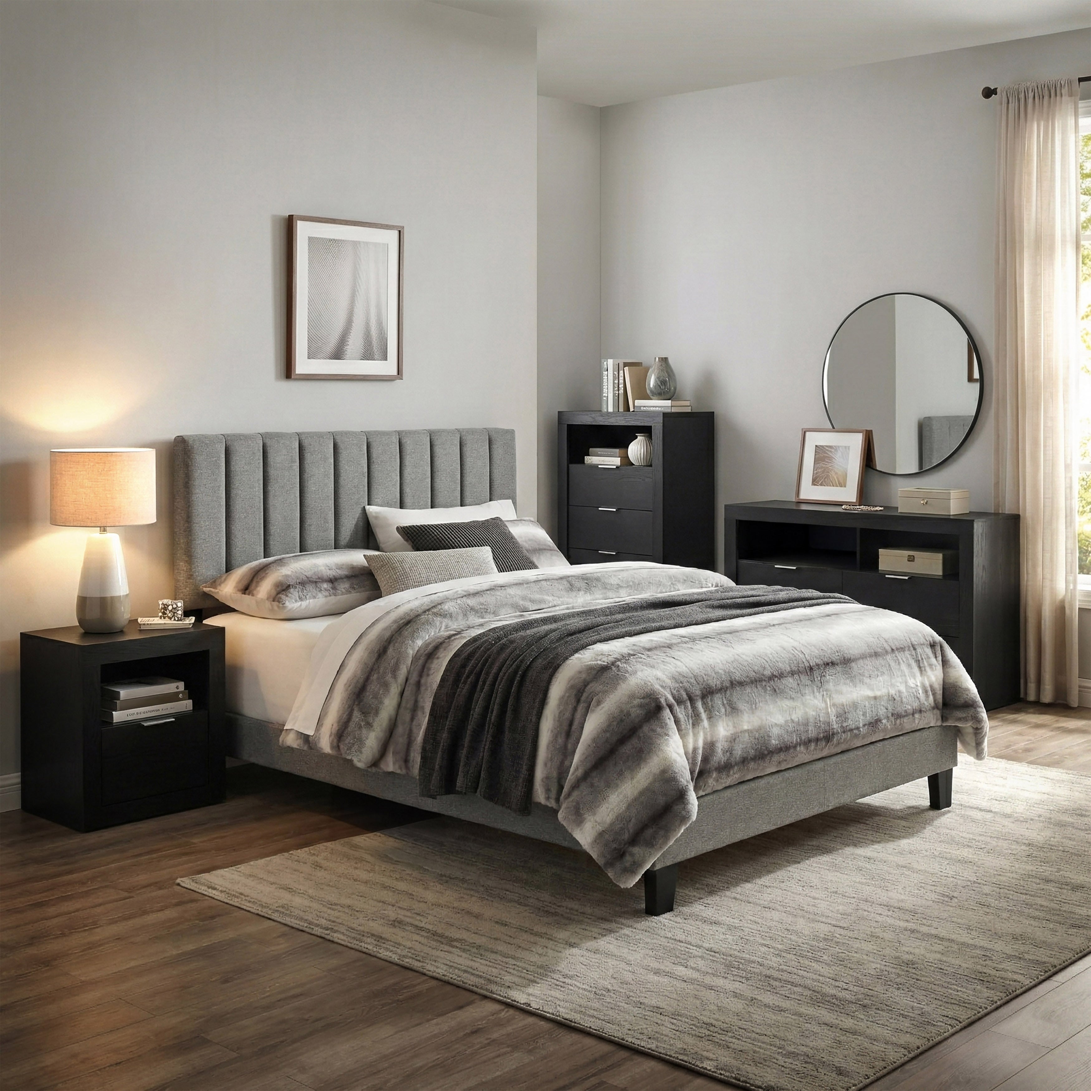 Furniture Of America Merro Modern 4 Piece Solid Wood Bedroom Set