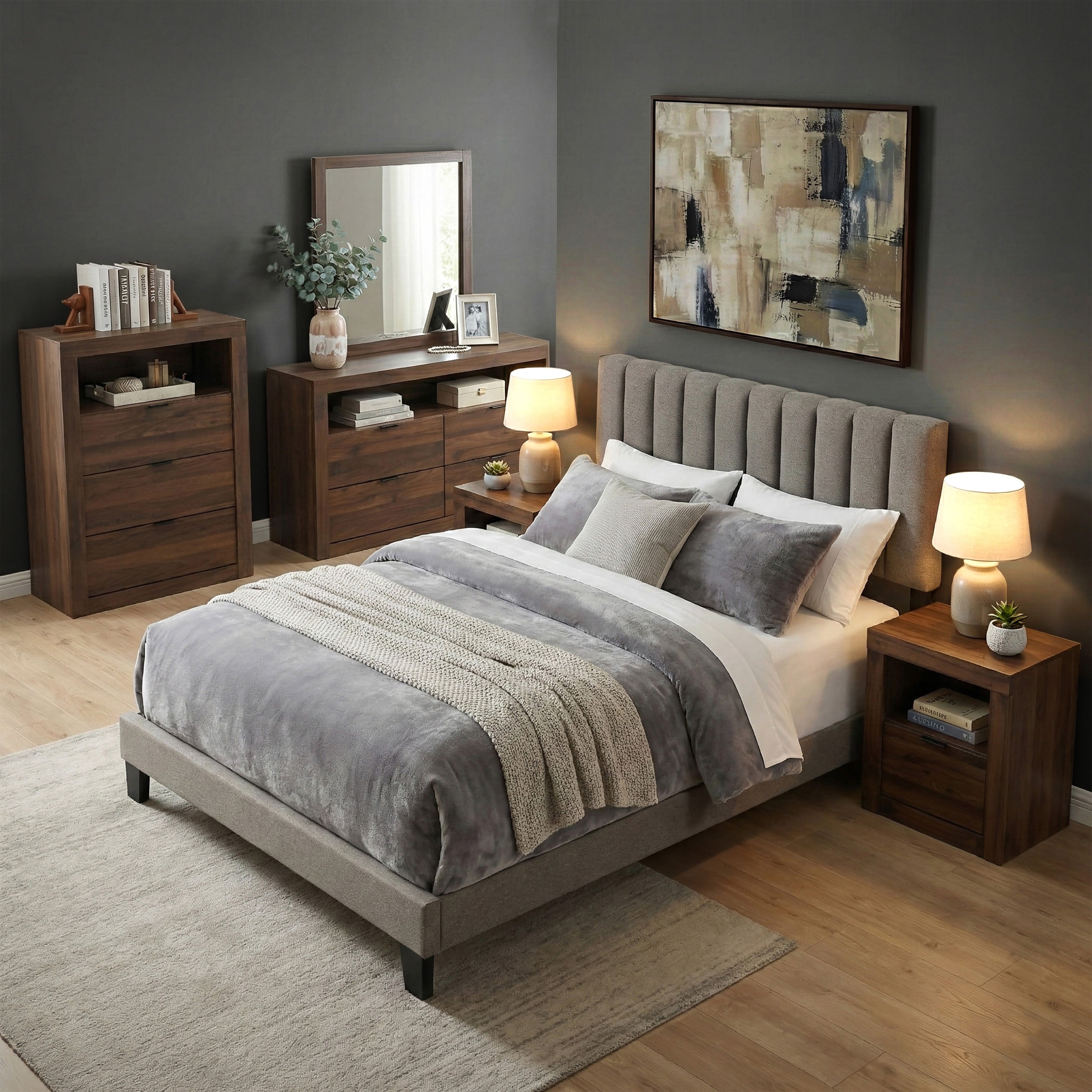 Furniture Of America Merro Modern 6 Piece Solid Wood Bedroom Set
