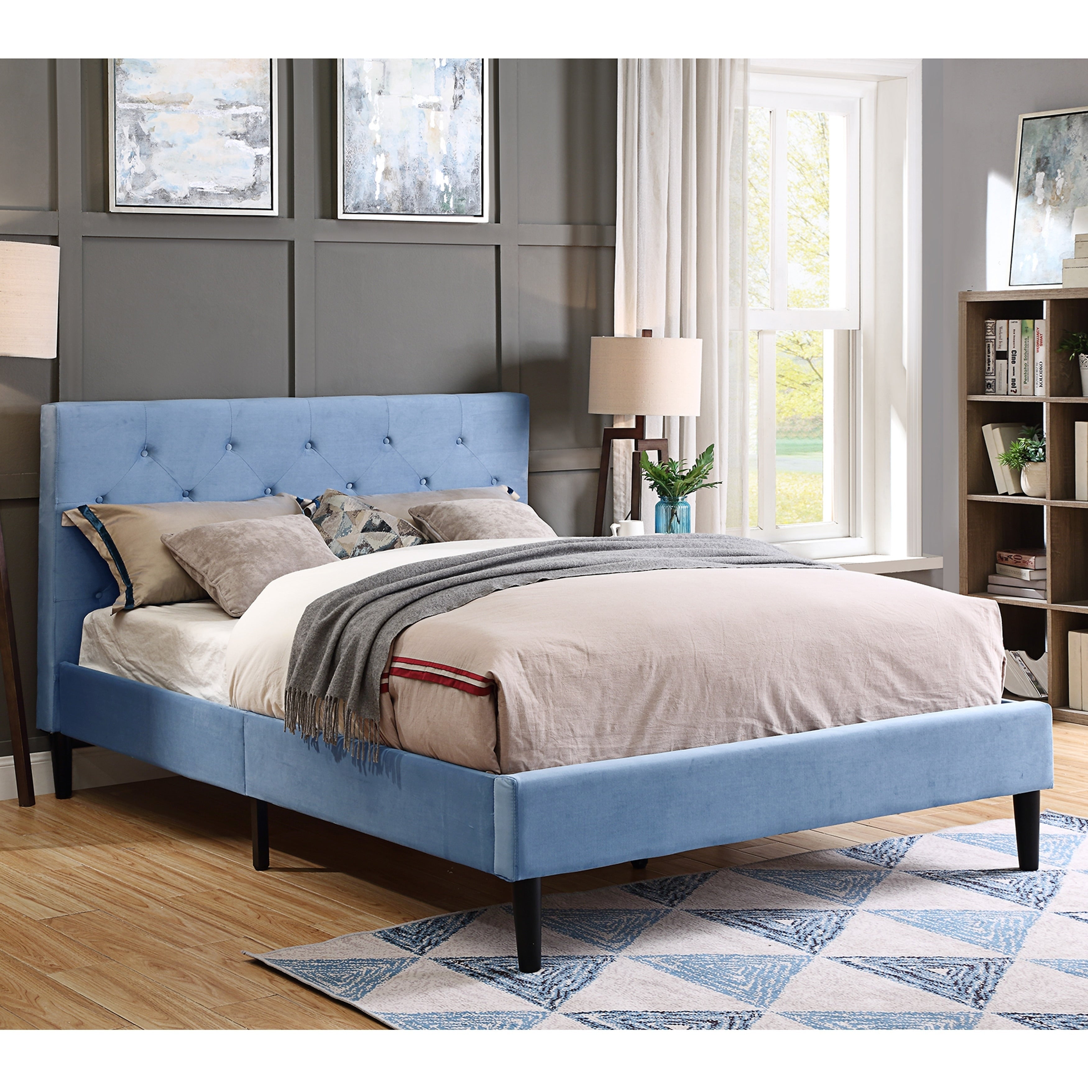Furniture Of America Milton Microfiber Button Tufted Platform Bed