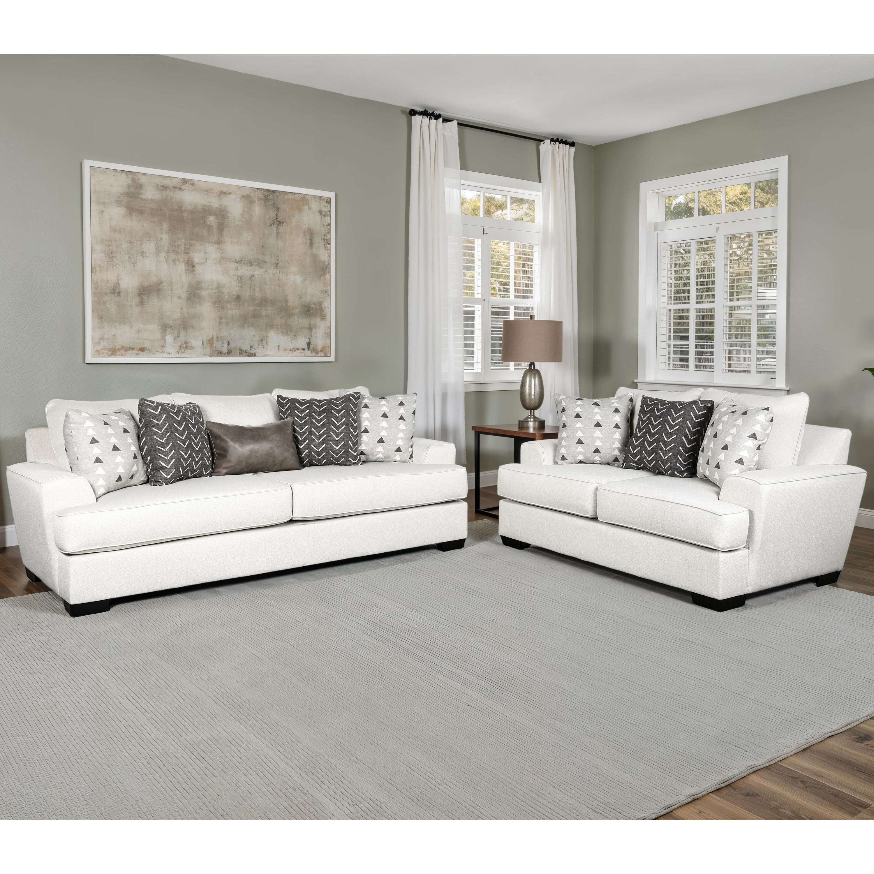 Furniture Of America Pario Modern 2 Piece Wood Frame Fabric Sofa Set With Accent Pillows