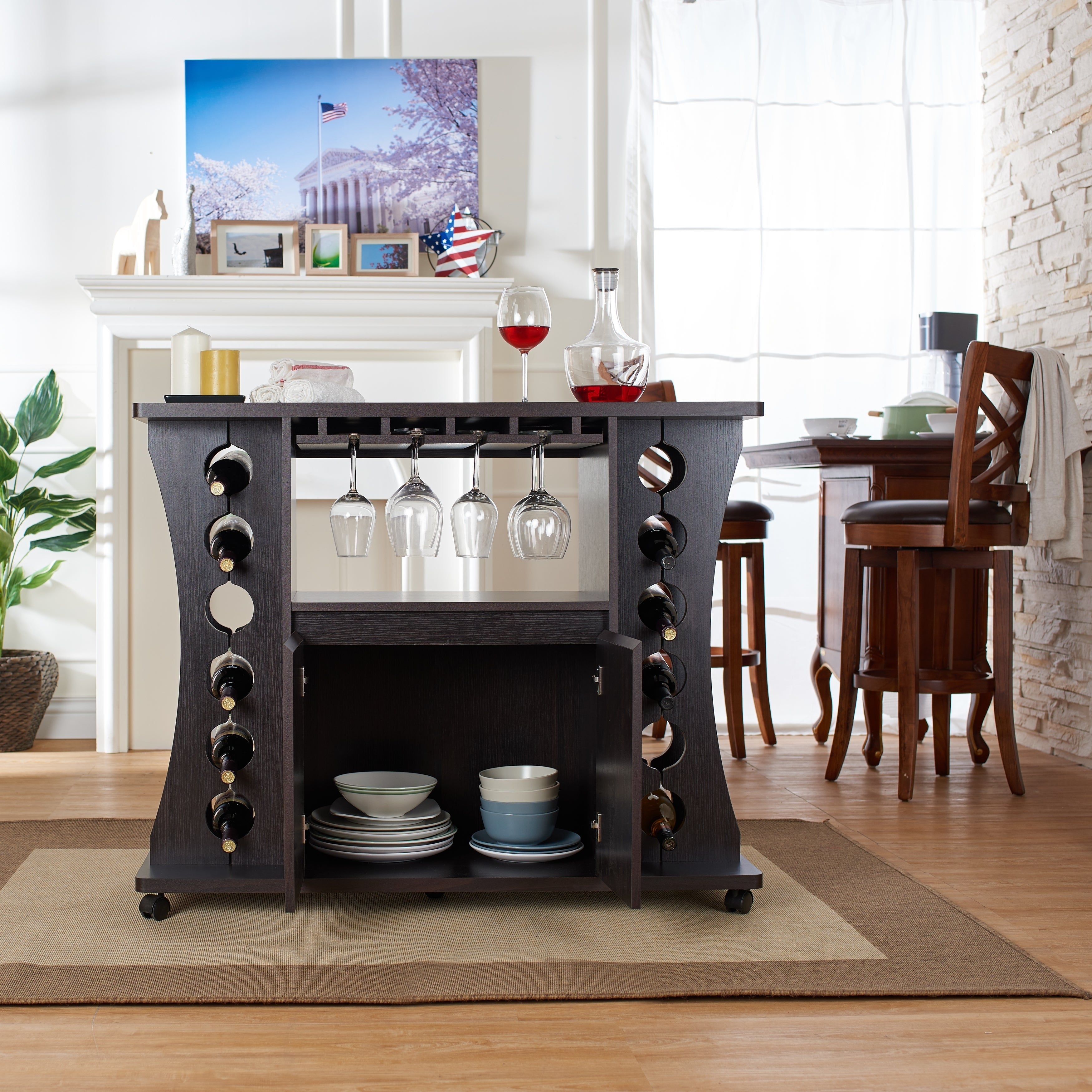 Porch Den Northlawn Espresso Buffet With Wine Rack