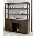Furniture Of America Laria Modern Farmhouse 2 Piece Quartz Stone Top Dark Walnut Wood Dining Hutch And Buffet Set