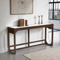 Furniture Of America Laria Modern Quartz Stone Top Dark Walnut Sofa Table With Usb Ports