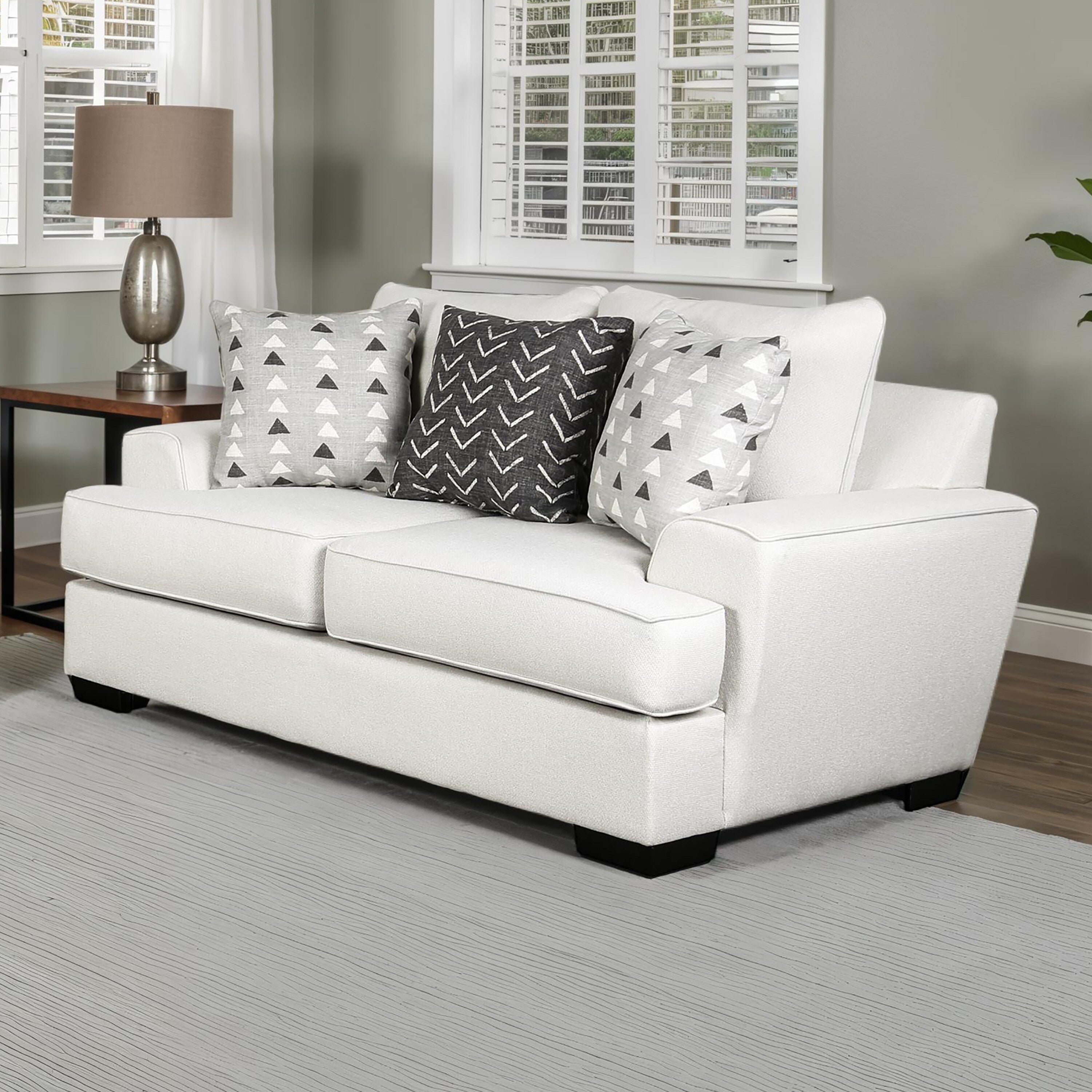 Furniture Of America Pario Modern Wood Frame Fabric Loveseat With Accent Pillows