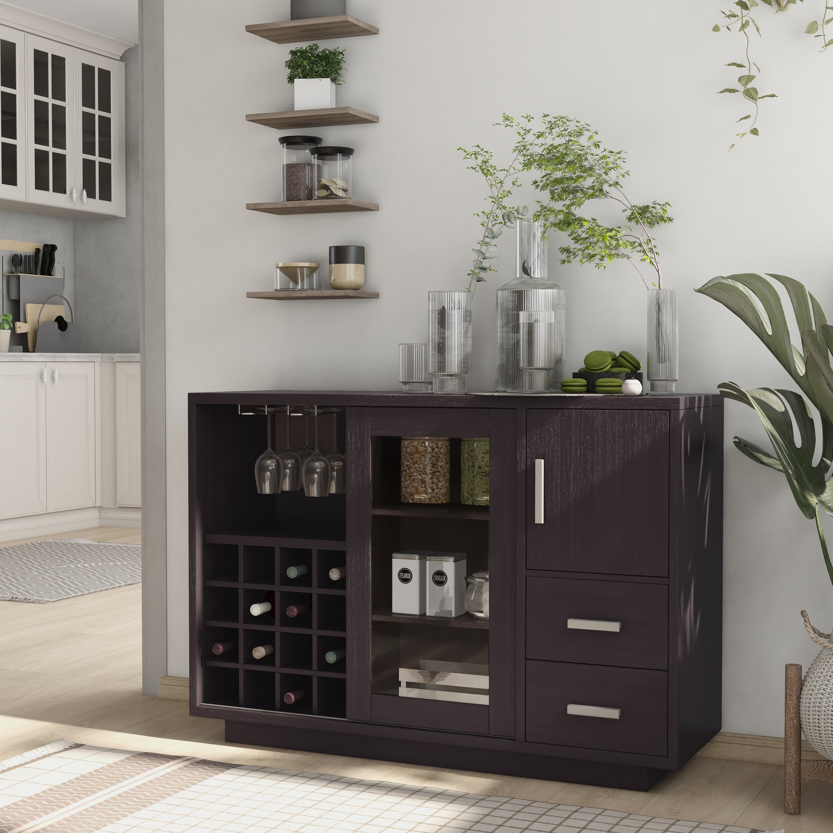 Porch Den Brainerd Modern Sliding Door Wine Bar Dining Server