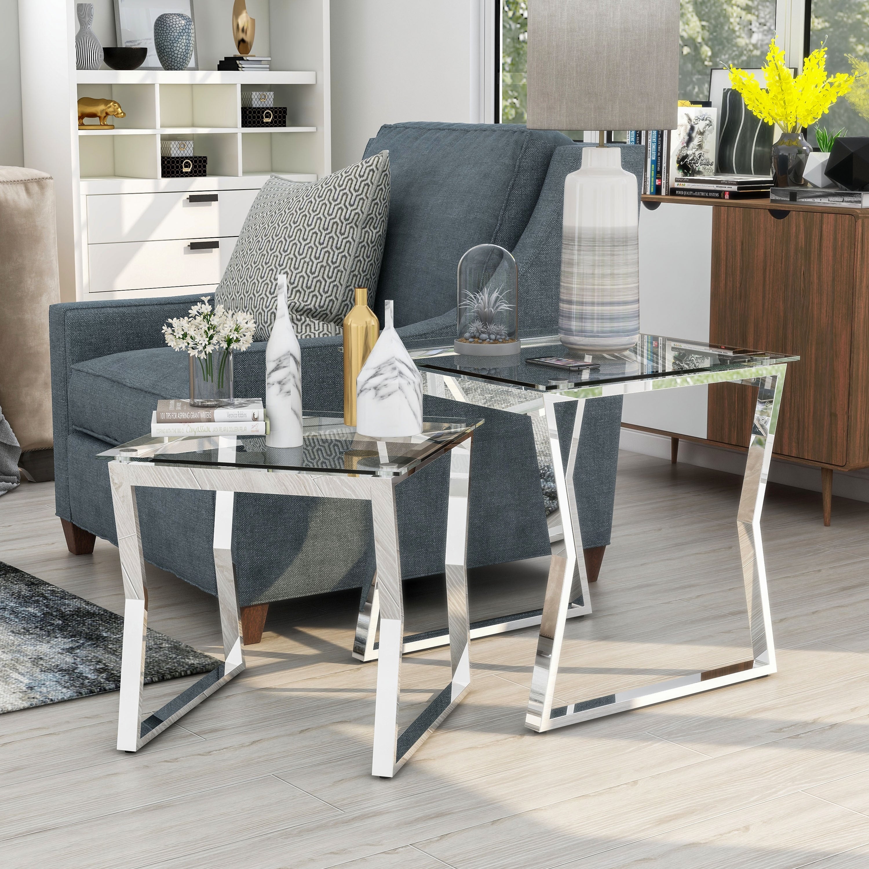 Furniture Of America Morfell Contemporary Chrome Nesting Tables