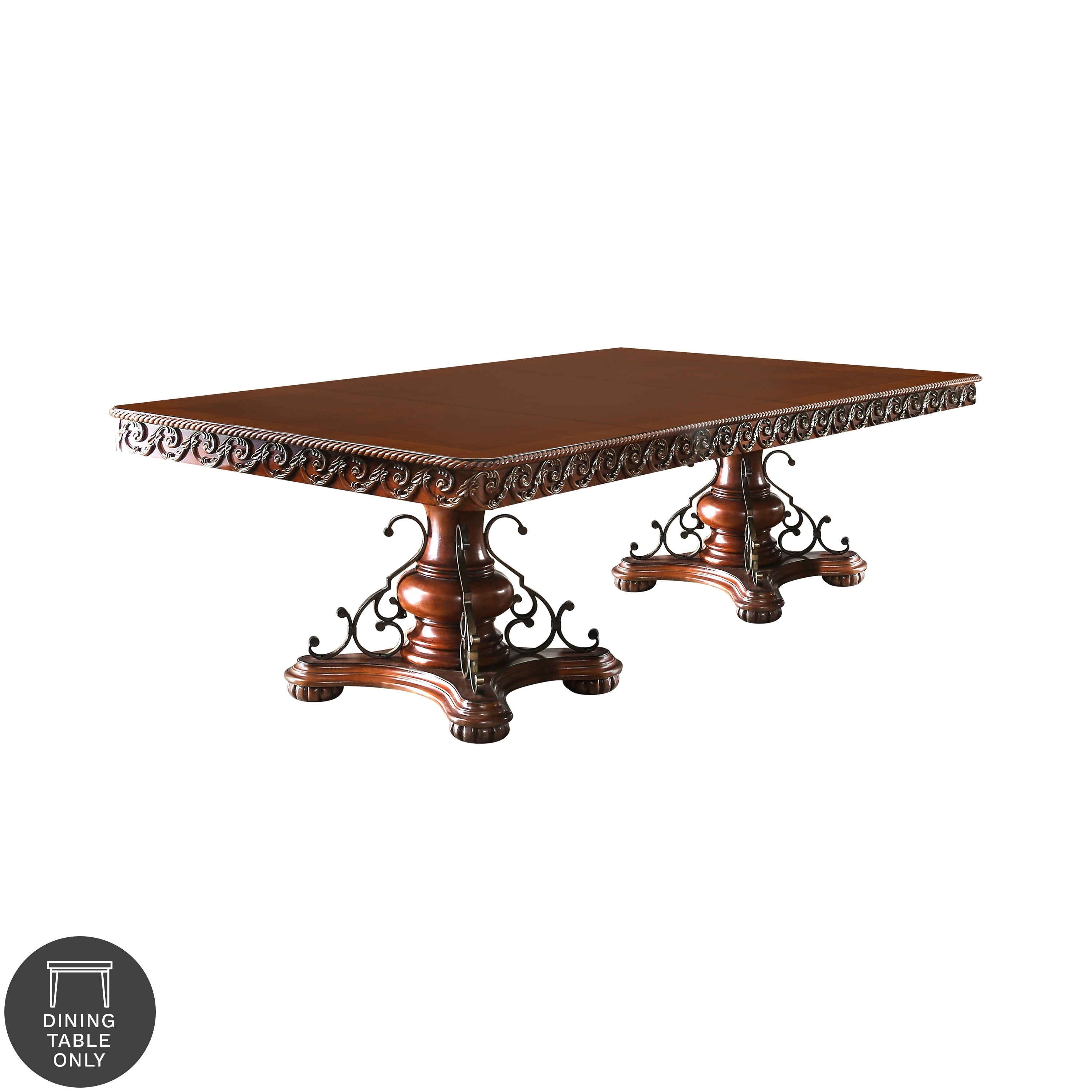 Tifanil Traditional 120 Inch Brown Cherry Dining Table By Foa Brown Cherry