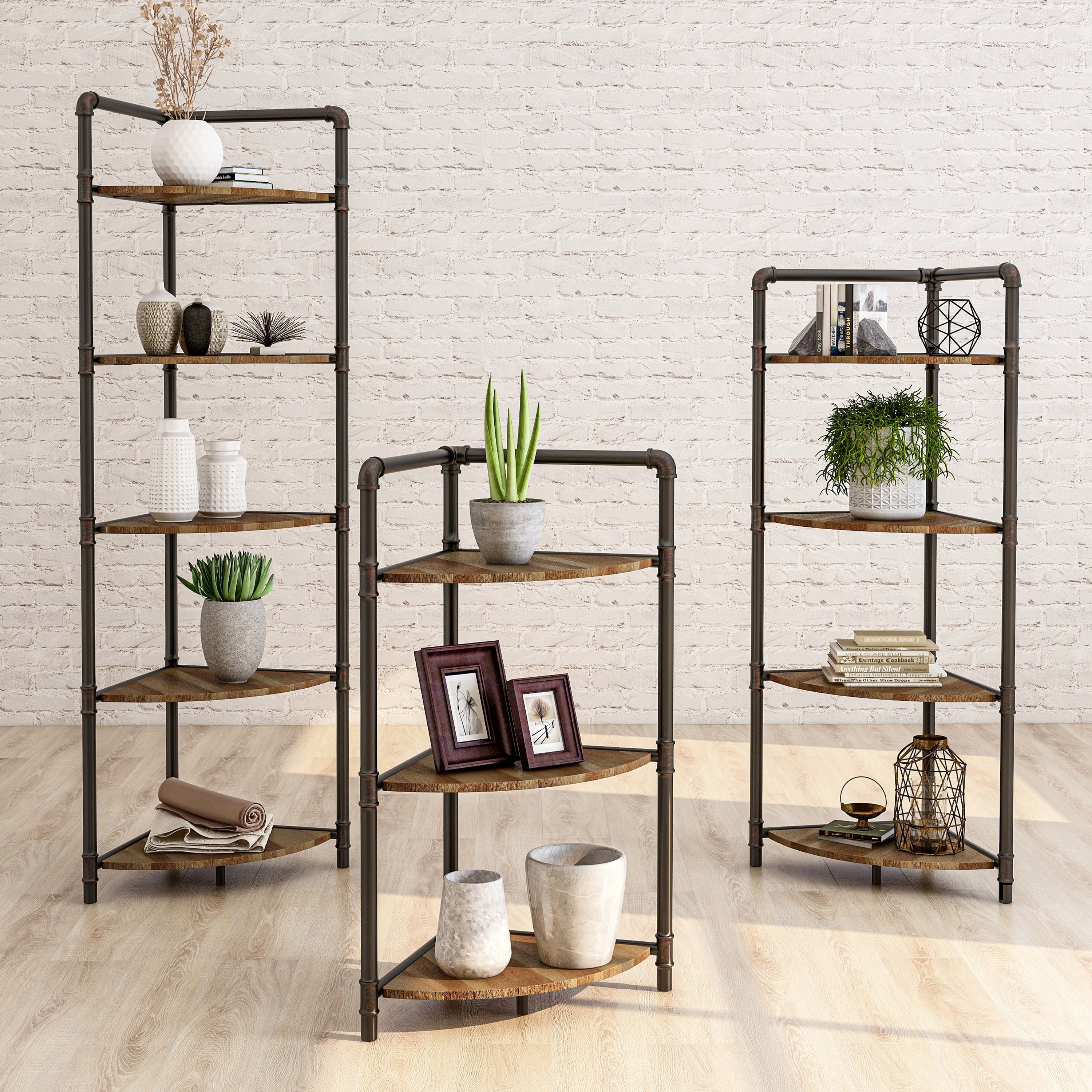 Furniture Of America Nixie Industrial Sand Black Corner Bookcase
