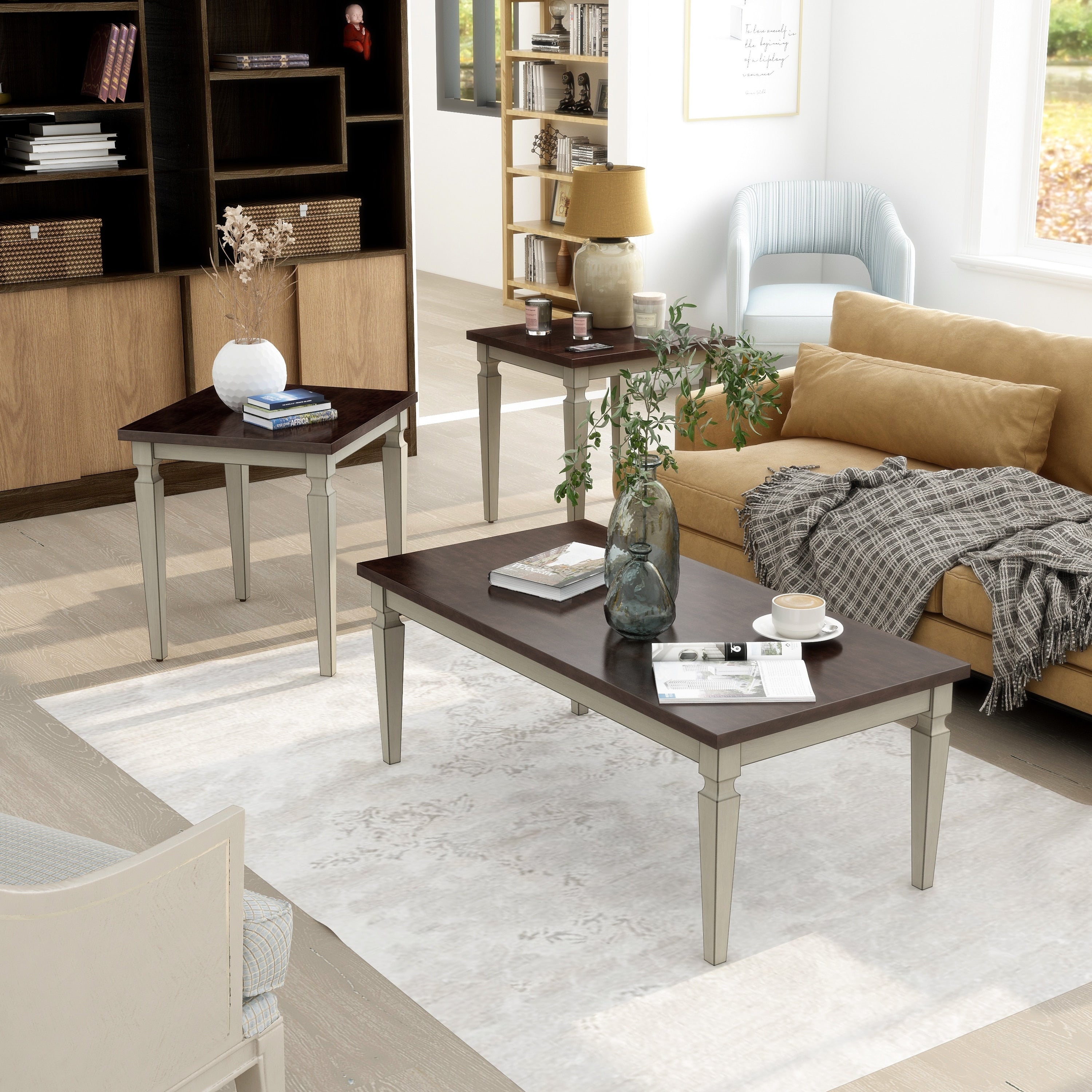 Furniture Of America Nomara Transitional 3 Piece Coffee Table Set