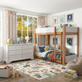 Furniture Of America Oryas 2 Piece White And Natural Solid Wood Twin Over Twin Bunk Bed And Dresser Kids Bedroom Set