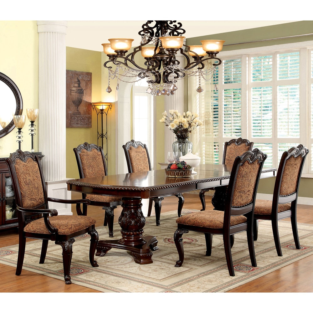 Furniture Of America Oskarre Iii Brown Cherry 7 Piece Formal Dining Set