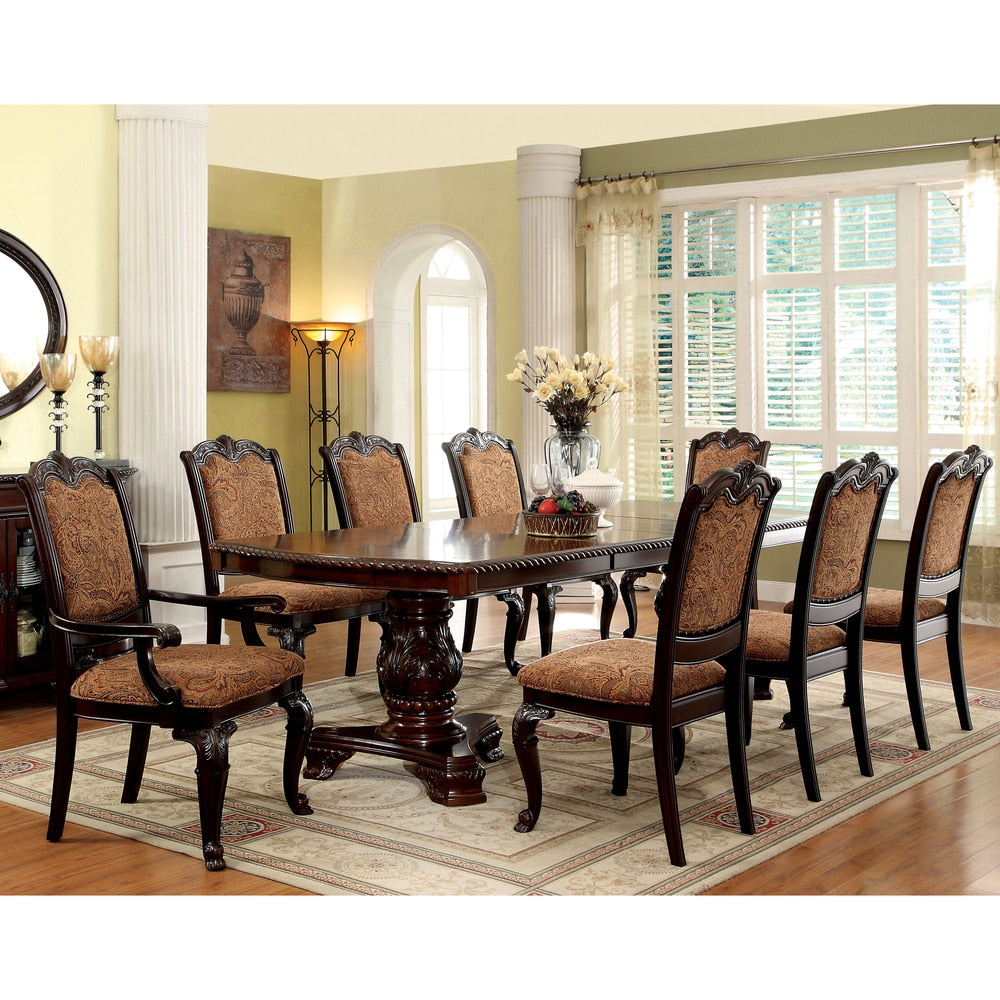 Oskarre Iii Traditional Brown Cherry 9 Piece Dining Table Set By Foa