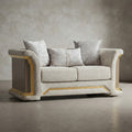 Furniture Of America Ospray V Glam Upholstered Metallic Taupe Loveseat With Accent Pillows