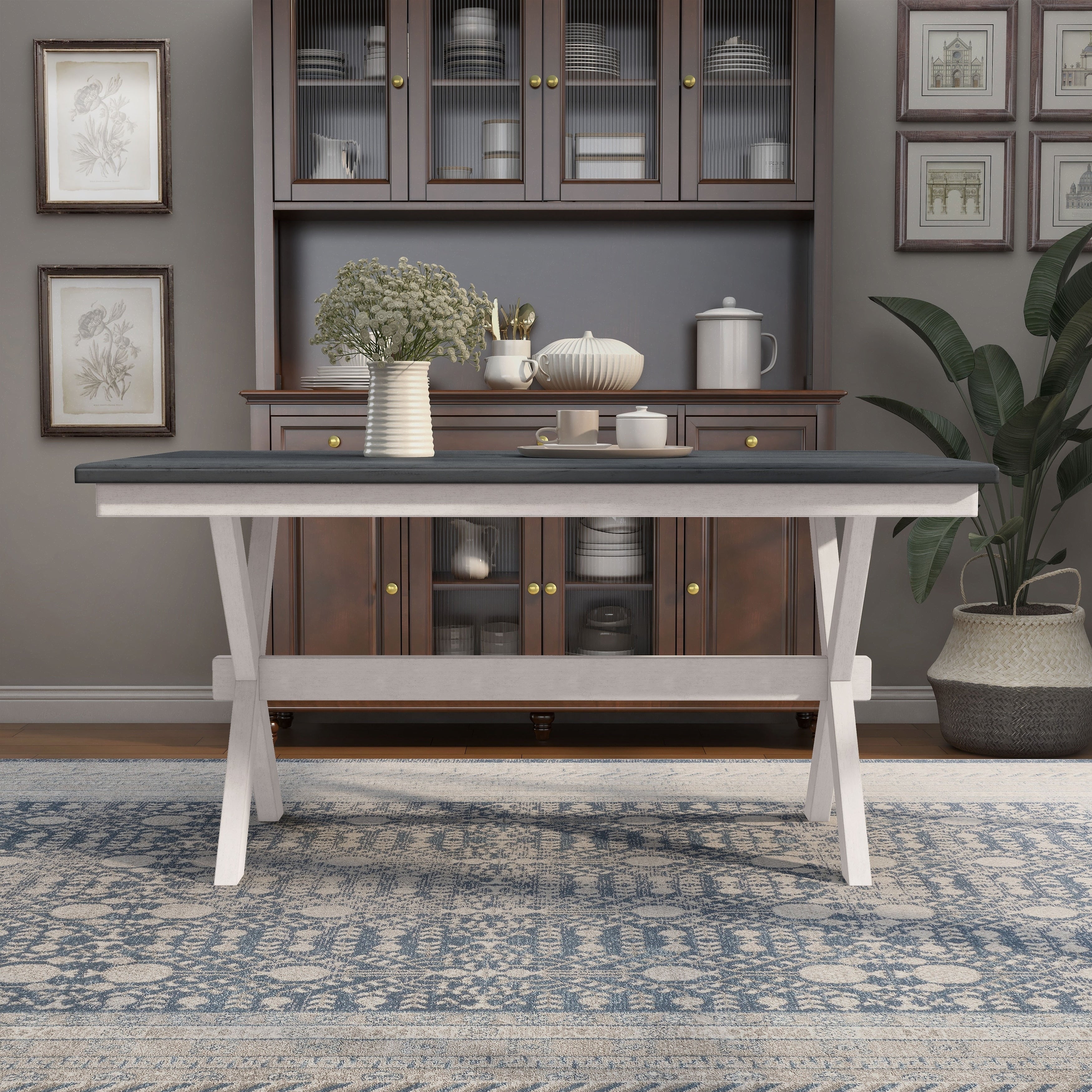 Furniture Of America Clevelan Dark Cherry Wood 60 Inch Transitional Dining Table