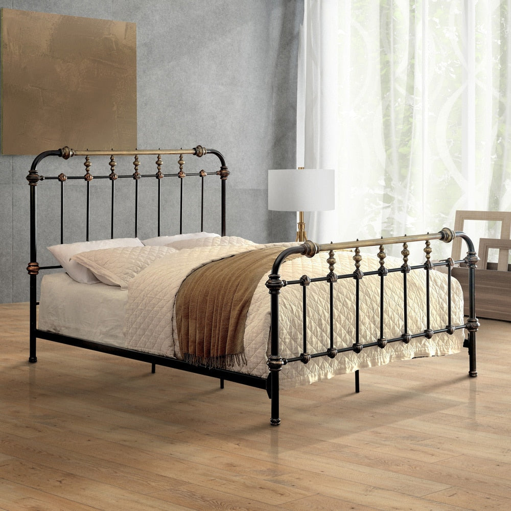 Furniture Of America Gally Two Tone Powder Coated Metal Spindle Bed