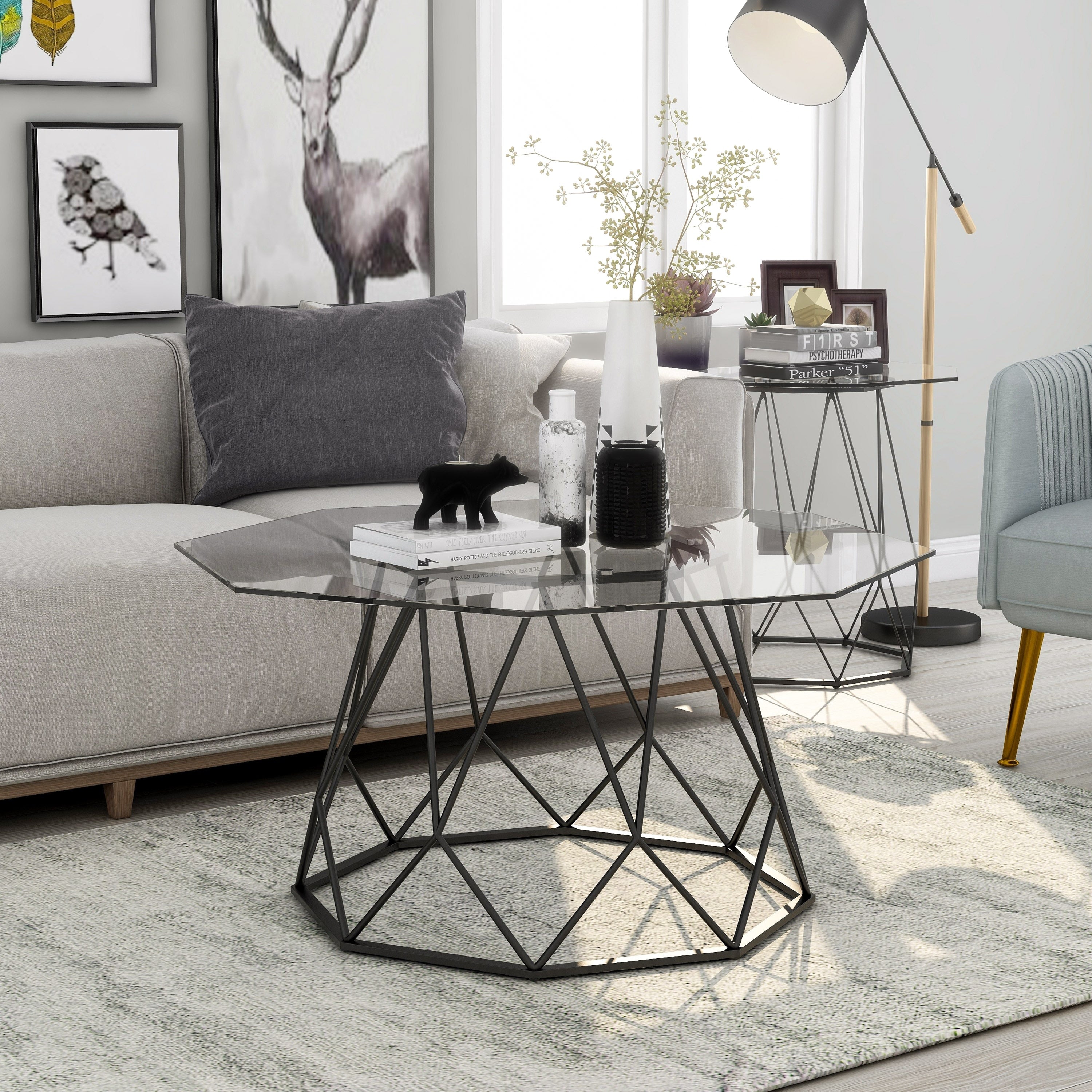 Furniture Of America Parisa Contemporary Glass Top Coffee Table