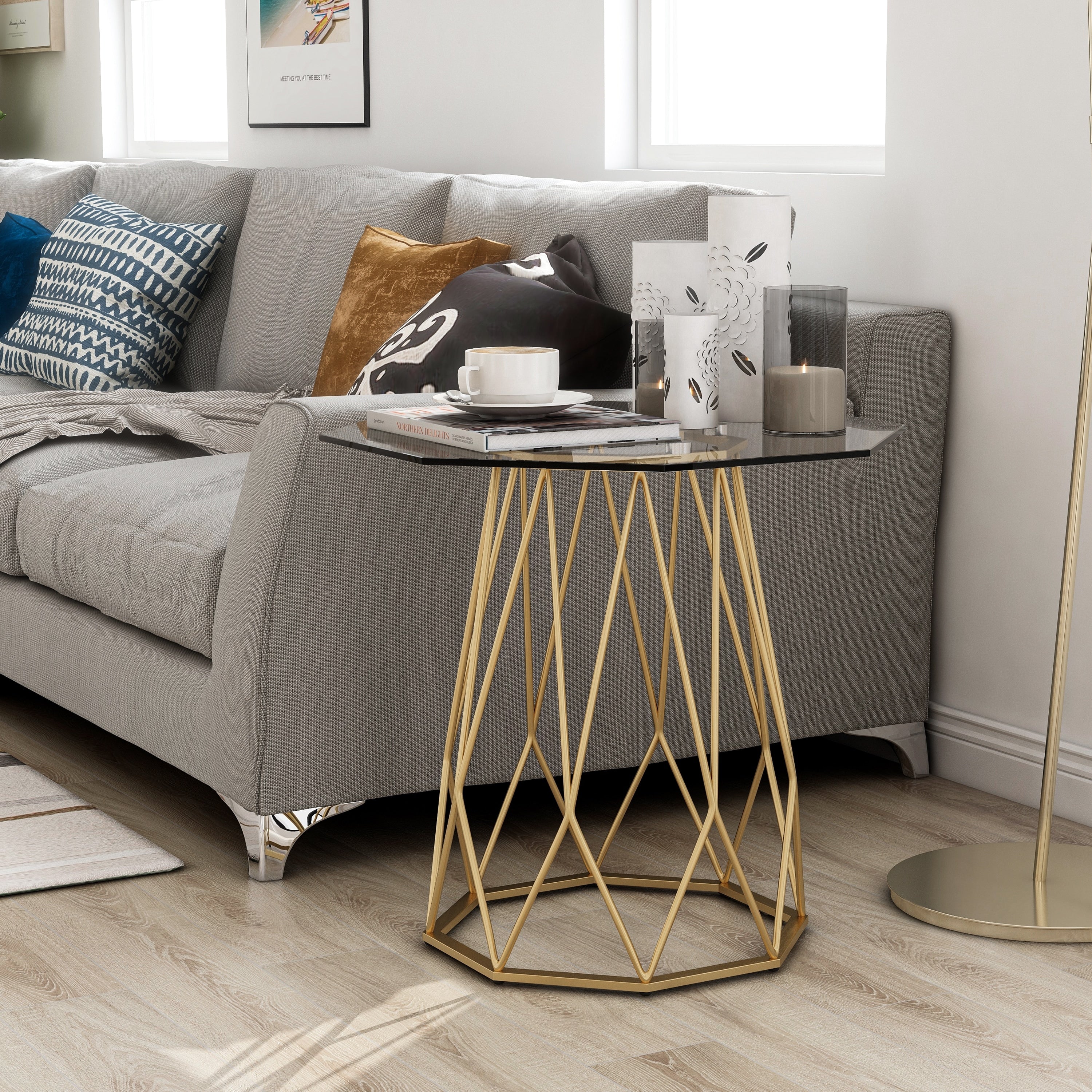 Furniture Of America Parisa Contemporary Glass Top End Table