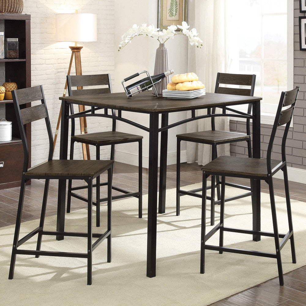 Furniture Of America Patton Rustic Modern 5 Piece Counter Height Dining Set