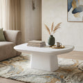 Furniture Of America Pebba Modern White Ceramic 37 Inch Pedestal Base Coffee Table